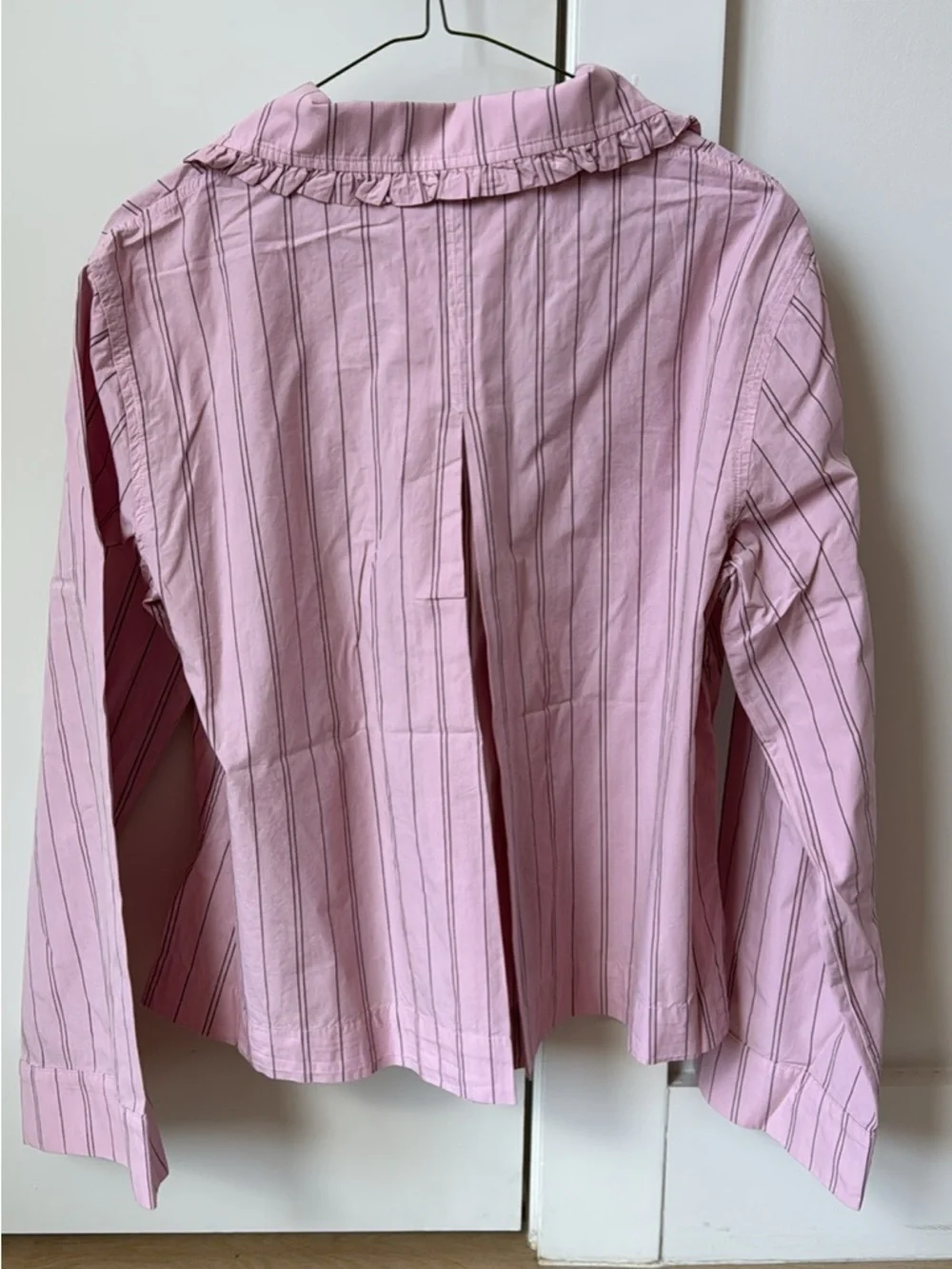 Ganni Pink Striped Tie-Bow Pyjama Shirt - Picture 3 of 6